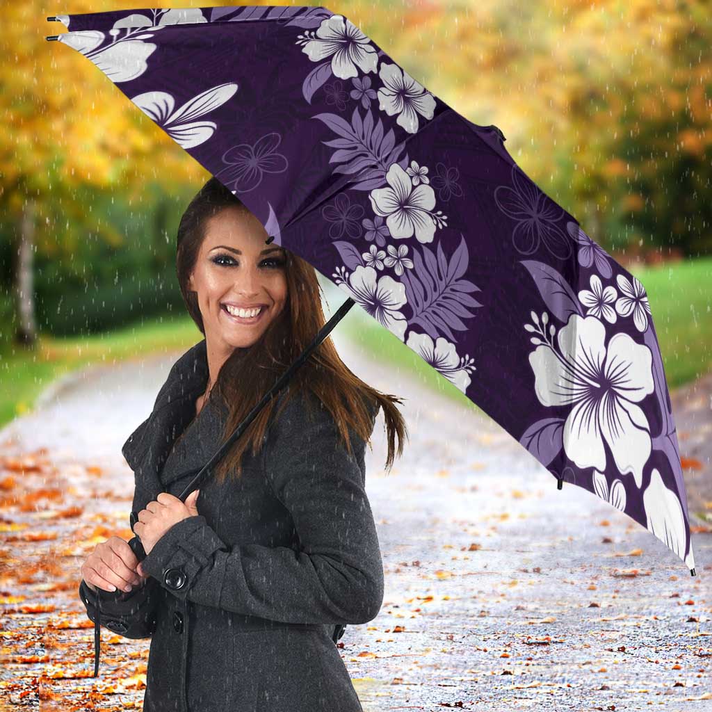 Hawaiian Hibiscus Tribal Floral Purple Umbrella Polynesian Tapa Pattern - Polynesian Pride