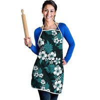 Hawaiian Hibiscus Tribal Floral Teal Apron Polynesian Tapa Pattern - Polynesian Pride