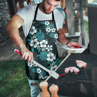 Hawaiian Hibiscus Tribal Floral Teal Apron Polynesian Tapa Pattern - Polynesian Pride