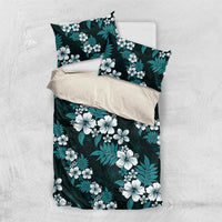 Hawaiian Hibiscus Tribal Floral Teal Bedding Set Polynesian Tapa Pattern - Polynesian Pride