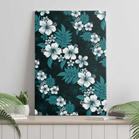 Hawaiian Hibiscus Tribal Floral Teal Canvas Wall Art Polynesian Tapa Pattern - Polynesian Pride