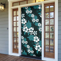Hawaiian Hibiscus Tribal Floral Teal Door Cover Polynesian Tapa Pattern - Polynesian Pride
