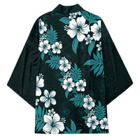 Hawaiian Hibiscus Tribal Floral Teal Kimono Polynesian Tapa Pattern - Polynesian Pride