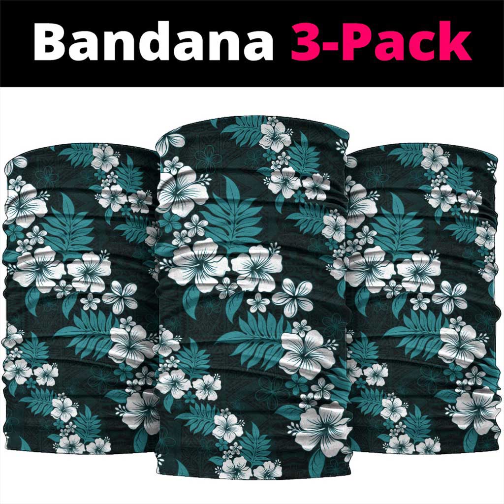 Hawaiian Hibiscus Tribal Floral Teal Neck Gaiter Polynesian Tapa Pattern LT01 package One Size: 25*50cm Teal - Polynesian Pride