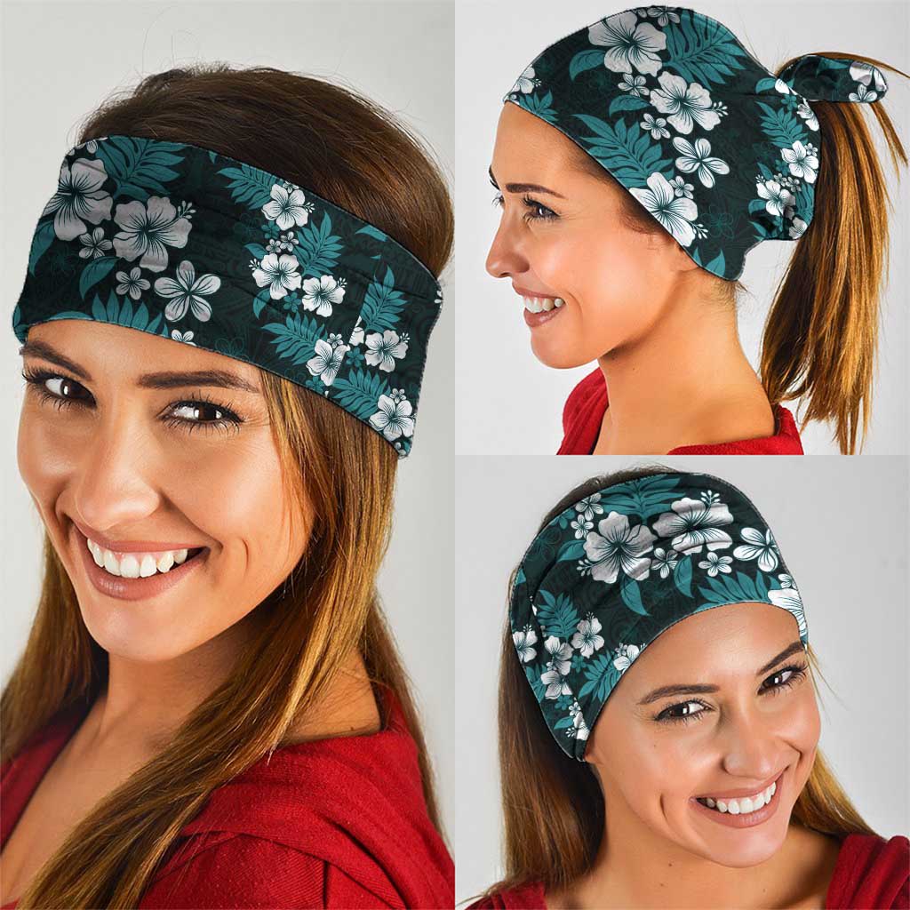 Hawaiian Hibiscus Tribal Floral Teal Neck Gaiter Polynesian Tapa Pattern LT01 - Polynesian Pride