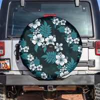 Hawaiian Hibiscus Tribal Floral Teal Spare Tire Cover Polynesian Tapa Pattern - Polynesian Pride