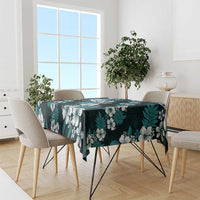 Hawaiian Hibiscus Tribal Floral Teal Tablecloth Polynesian Tapa Pattern - Polynesian Pride