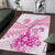 Personalised New Zealand Pink Fern Breast Cancer Area Rug Polynesian Pattern