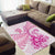 Personalised New Zealand Pink Fern Breast Cancer Area Rug Polynesian Pattern