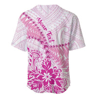 Personalised New Zealand Pink Fern Breast Cancer Baseball Jersey Polynesian Pattern LT01 - Polynesian Pride
