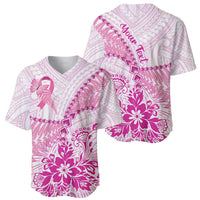 Personalised New Zealand Pink Fern Breast Cancer Baseball Jersey Polynesian Pattern LT01 - Polynesian Pride