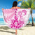 Personalised New Zealand Pink Fern Breast Cancer Beach Blanket Polynesian Pattern