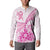 Personalised New Zealand Pink Fern Breast Cancer Button Sweatshirt Polynesian Pattern