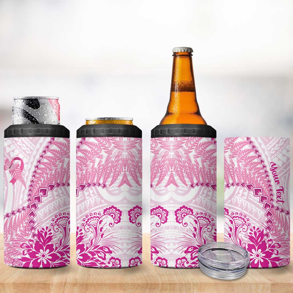 Personalised New Zealand Pink Fern Breast Cancer 4 in 1 Can Cooler Tumbler Polynesian Pattern LT01 - Polynesian Pride