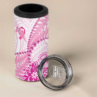 Personalised New Zealand Pink Fern Breast Cancer 4 in 1 Can Cooler Tumbler Polynesian Pattern LT01 - Polynesian Pride