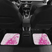 Personalised New Zealand Pink Fern Breast Cancer Car Mats Polynesian Pattern