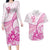 Personalised New Zealand Pink Fern Breast Cancer Couples Matching Long Sleeve Bodycon Dress and Hawaiian Shirt Polynesian Pattern