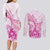 Personalised New Zealand Pink Fern Breast Cancer Couples Matching Long Sleeve Bodycon Dress and Long Sleeve Button Shirt Polynesian Pattern