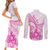 Personalised New Zealand Pink Fern Breast Cancer Couples Matching Short Sleeve Bodycon Dress and Long Sleeve Button Shirt Polynesian Pattern