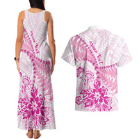 Personalised New Zealand Pink Fern Breast Cancer Couples Matching Tank Maxi Dress and Hawaiian Shirt Polynesian Pattern LT01 - Polynesian Pride