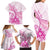 Personalised New Zealand Pink Fern Breast Cancer Family Matching Long Sleeve Bodycon Dress and Hawaiian Shirt Polynesian Pattern