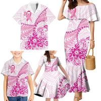 Personalised New Zealand Pink Fern Breast Cancer Family Matching Mermaid Dress and Hawaiian Shirt Polynesian Pattern LT01 - Polynesian Pride
