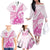 Personalised New Zealand Pink Fern Breast Cancer Family Matching Off The Shoulder Long Sleeve Dress and Hawaiian Shirt Polynesian Pattern