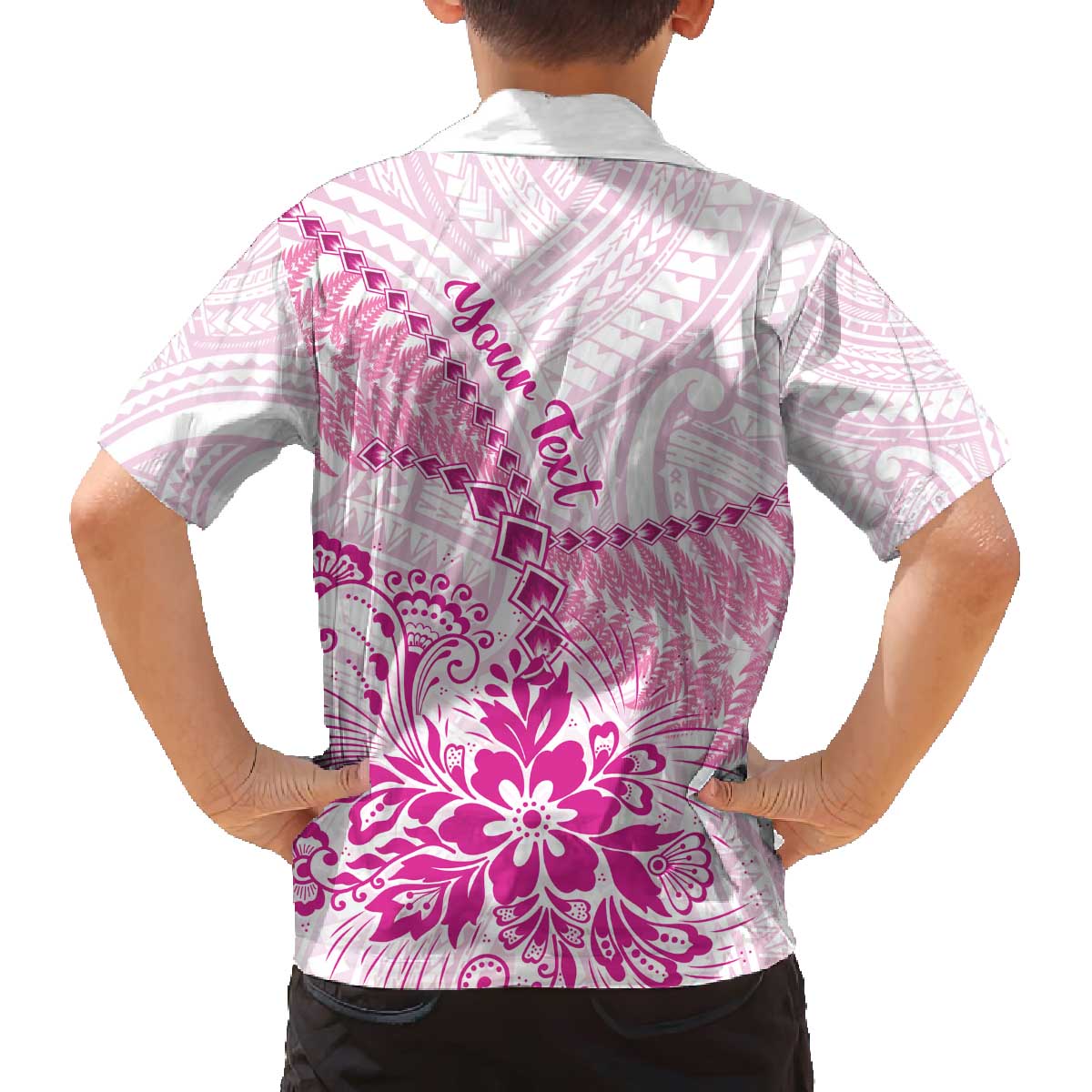 Personalised New Zealand Pink Fern Breast Cancer Family Matching Puletasi and Hawaiian Shirt Polynesian Pattern LT01 - Polynesian Pride