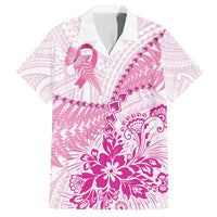 Personalised New Zealand Pink Fern Breast Cancer Family Matching Short Sleeve Bodycon Dress and Hawaiian Shirt Polynesian Pattern LT01 Dad's Shirt - Short Sleeve Pink - Polynesian Pride