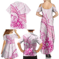 Personalised New Zealand Pink Fern Breast Cancer Family Matching Summer Maxi Dress and Hawaiian Shirt Polynesian Pattern LT01 - Polynesian Pride
