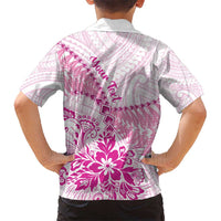 Personalised New Zealand Pink Fern Breast Cancer Kid Hawaiian Shirt Polynesian Pattern LT01 - Polynesian Pride