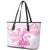 Personalised New Zealand Pink Fern Breast Cancer Leather Tote Bag Polynesian Pattern