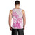 Personalised New Zealand Pink Fern Breast Cancer Men Tank Top Polynesian Pattern