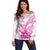 Personalised New Zealand Pink Fern Breast Cancer Off Shoulder Sweater Polynesian Pattern