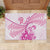 Personalised New Zealand Pink Fern Breast Cancer Rubber Doormat Polynesian Pattern