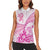 Personalised New Zealand Pink Fern Breast Cancer Women Sleeveless Polo Shirt Polynesian Pattern