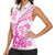 Personalised New Zealand Pink Fern Breast Cancer Women Sleeveless Polo Shirt Polynesian Pattern