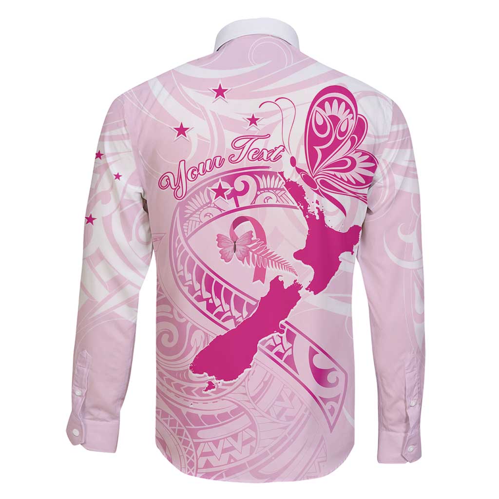 Personalised Aotearoa Breast Cancer Family Matching Long Sleeve Bodycon Dress and Hawaiian Shirt New Zealand Maori Pattern