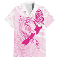Personalised Aotearoa Breast Cancer Family Matching Off Shoulder Maxi Dress and Hawaiian Shirt New Zealand Maori Pattern LT01 Dad's Shirt - Short Sleeve Pink - Polynesian Pride