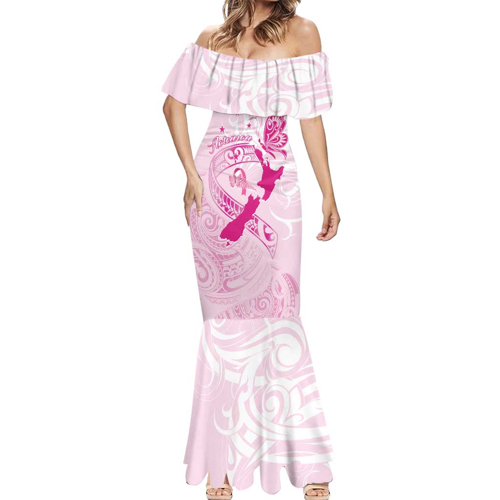 Personalised Aotearoa Breast Cancer Mermaid Dress New Zealand Maori Pattern