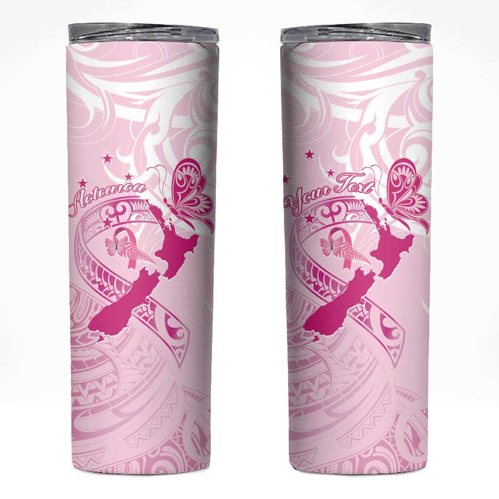 Personalised Aotearoa Breast Cancer Skinny Tumbler Maori Pattern LT01 Pink - Polynesian Pride
