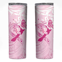 Personalised Aotearoa Breast Cancer Skinny Tumbler Maori Pattern LT01 Pink - Polynesian Pride