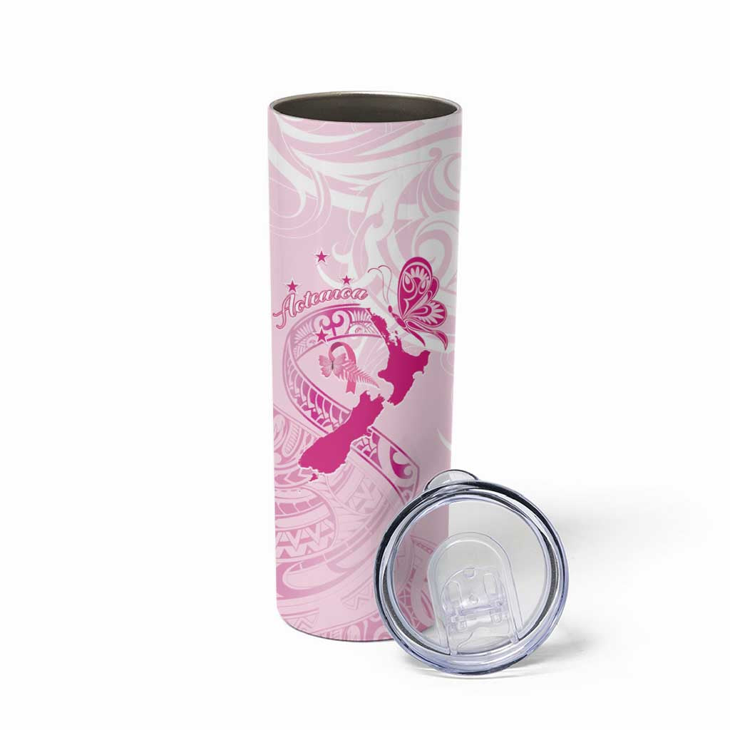 Personalised Aotearoa Breast Cancer Skinny Tumbler Maori Pattern LT01 - Polynesian Pride