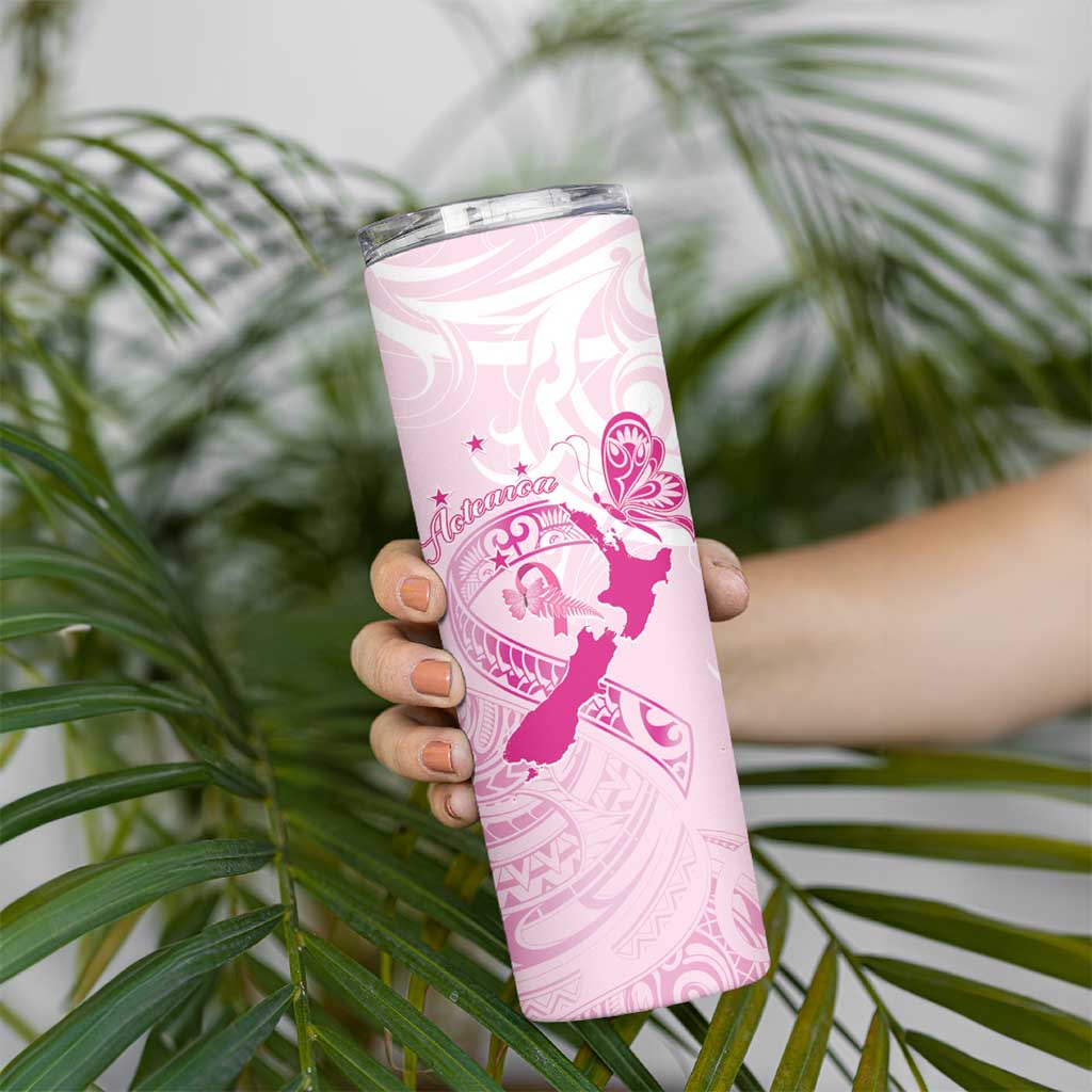 Personalised Aotearoa Breast Cancer Skinny Tumbler Maori Pattern LT01 - Polynesian Pride