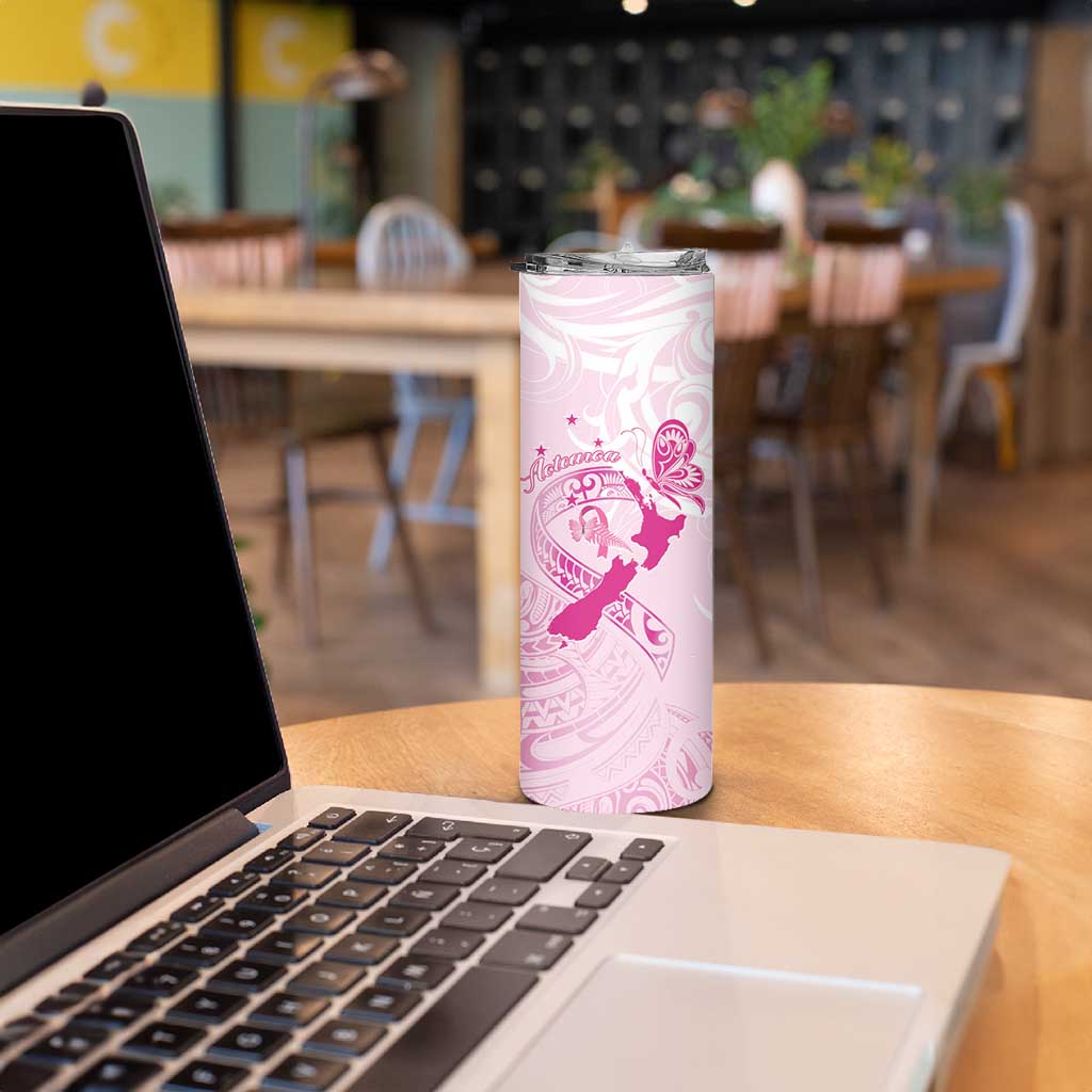 Personalised Aotearoa Breast Cancer Skinny Tumbler Maori Pattern LT01 - Polynesian Pride