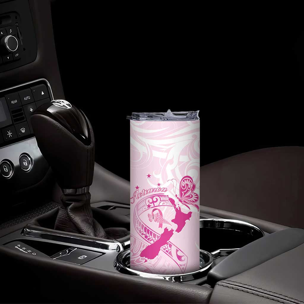 Personalised Aotearoa Breast Cancer Skinny Tumbler Maori Pattern LT01 - Polynesian Pride