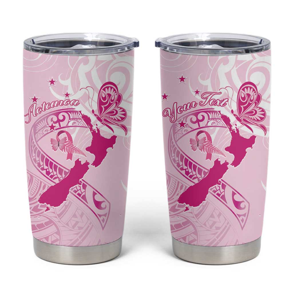 Personalised Aotearoa Breast Cancer Tumbler Cup Maori Pattern