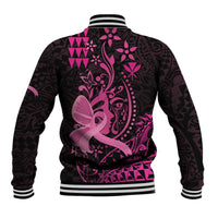 Hawaii Breast Cancer Baseball Jacket Girl Floral Kakau Pattern