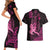 Hawaii Breast Cancer Couples Matching Short Sleeve Bodycon Dress and Hawaiian Shirt Girl Floral Kakau Pattern