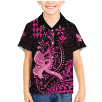 Hawaii Breast Cancer Family Matching Mermaid Dress and Hawaiian Shirt Girl Floral Kakau Pattern